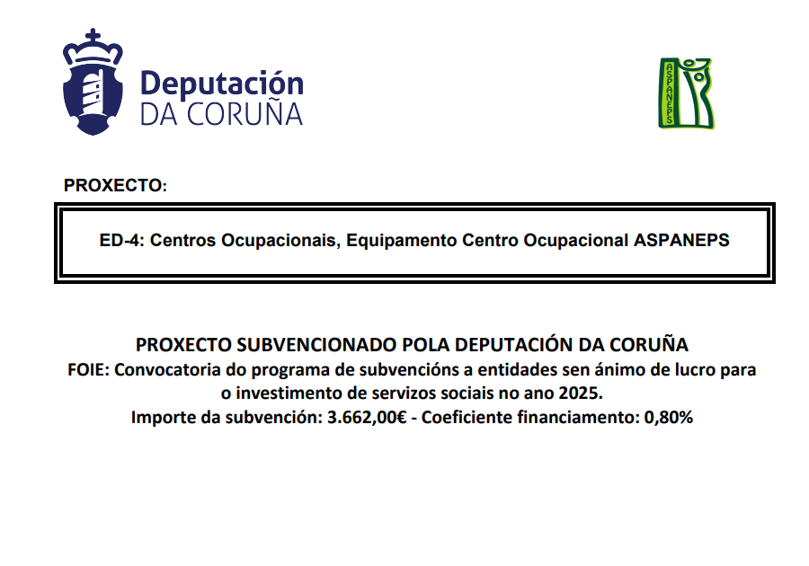 ED-4: Centros Ocupacionais, Equipamento Centro Ocupacional ASPANEPS